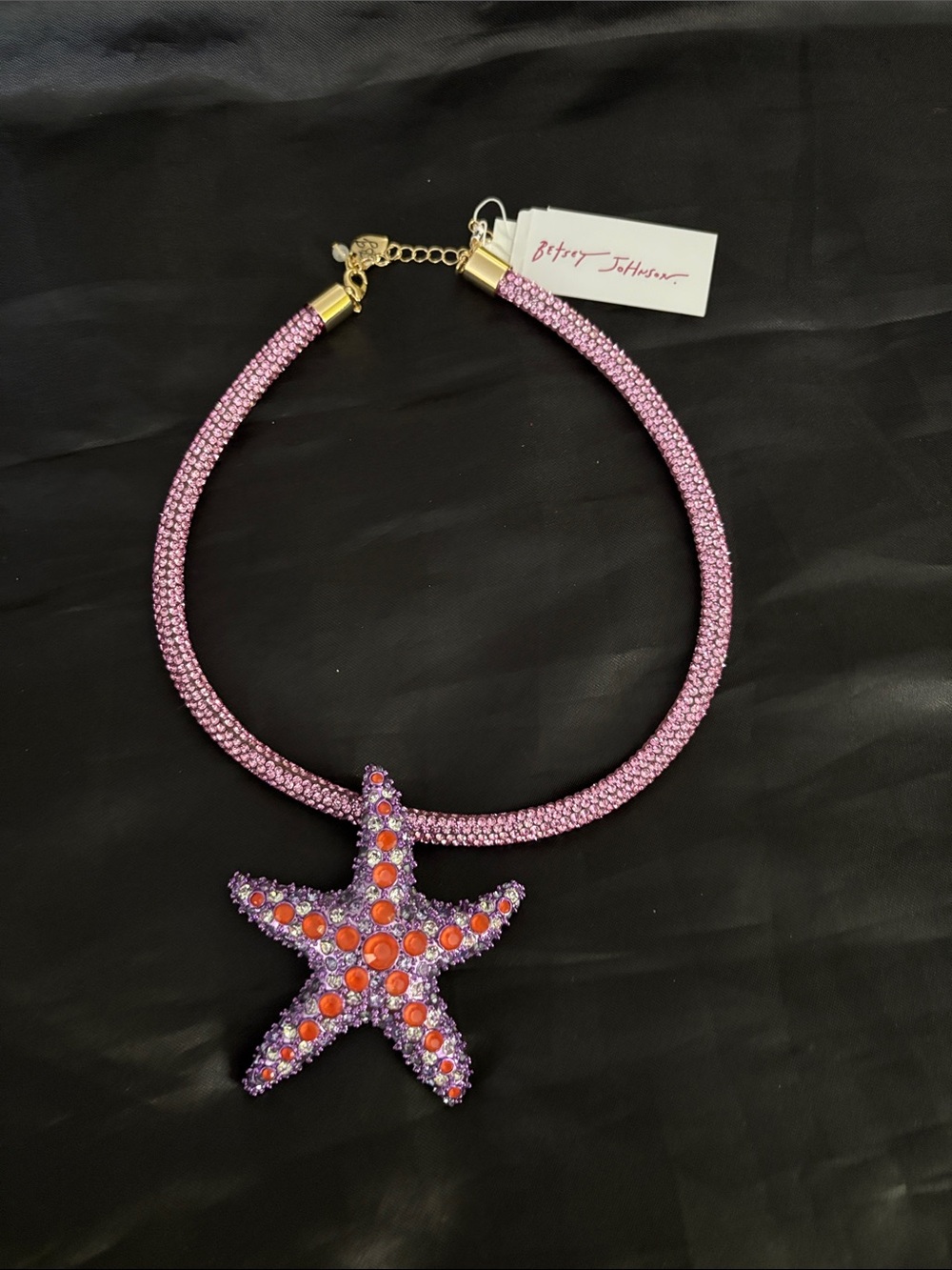Betsey Johnson Pink and Purple Starfish Pendant Necklace